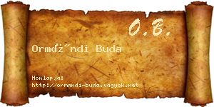 Ormándi Buda névjegykártya